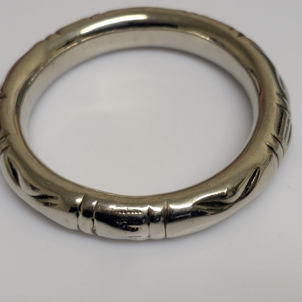 Silver Bracelet Etched Boho Wide Bangle Bracelet Silver Plated
